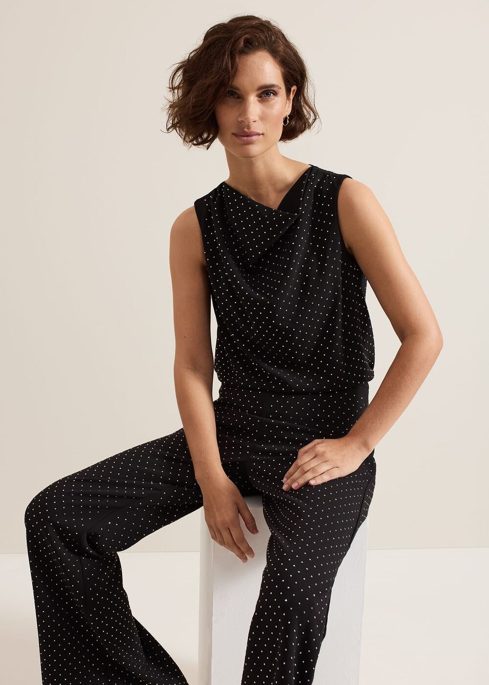 Ottie Black Cowl Neck Top - Black