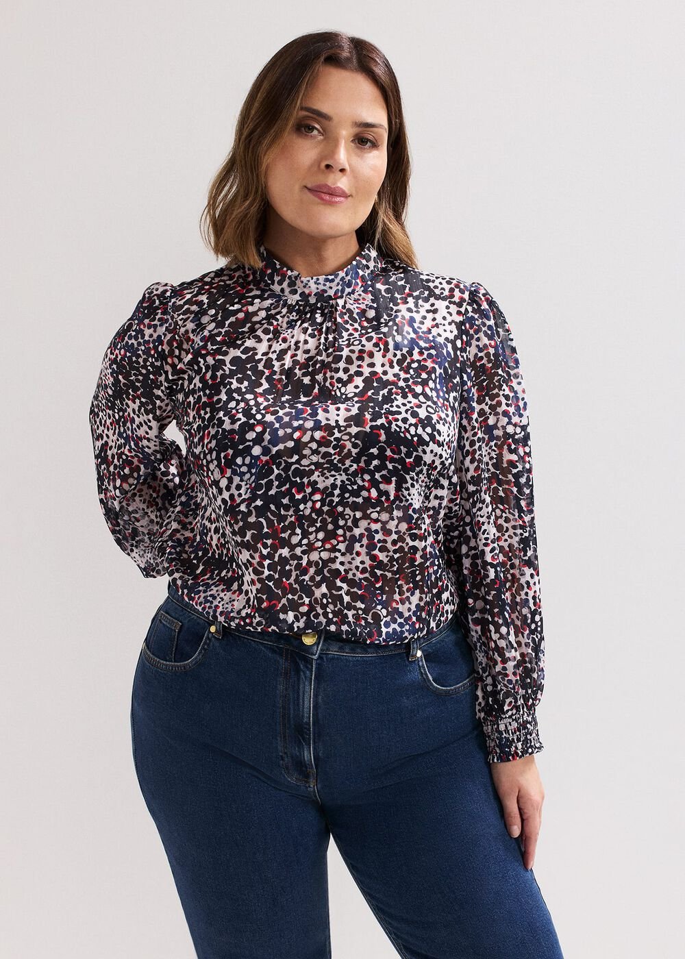 Ingrid Abstract Print Blouse - Navy