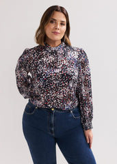 Ingrid Abstract Print Blouse - Navy