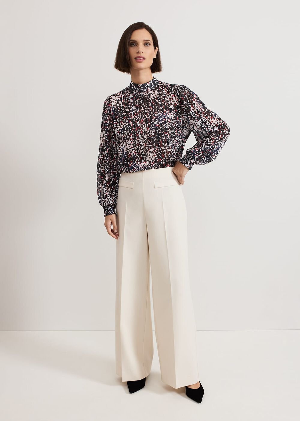 Ingrid Abstract Print Blouse - Navy