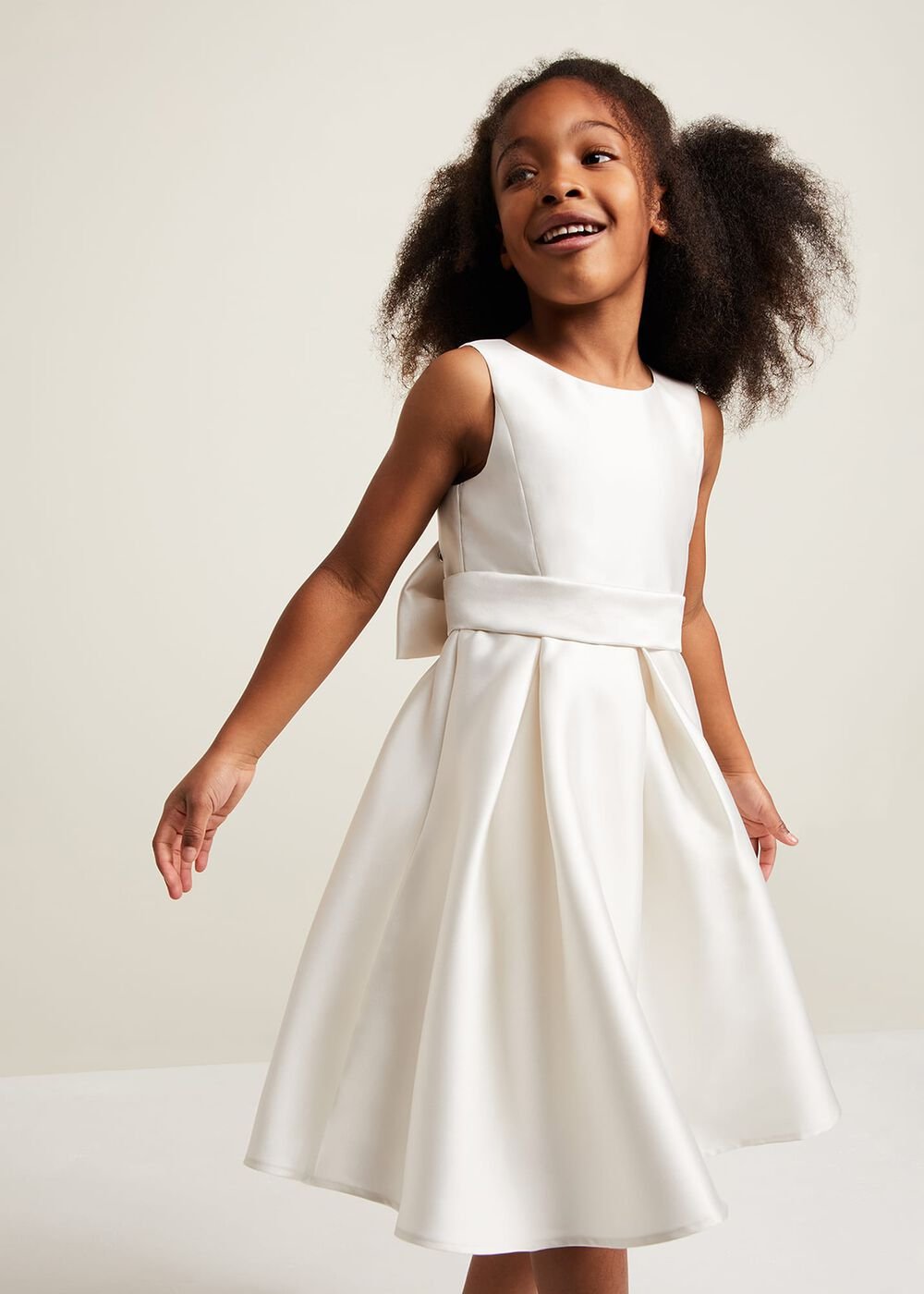 Melody Satin Fit And Flare Dress - White