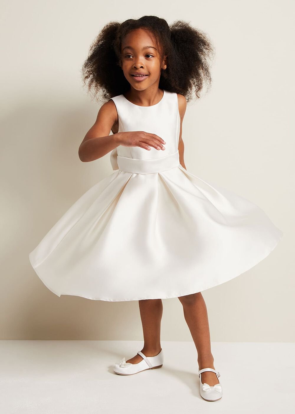 Melody Satin Fit And Flare Dress - White