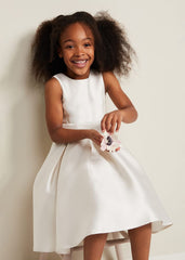 Melody Satin Fit And Flare Dress - White