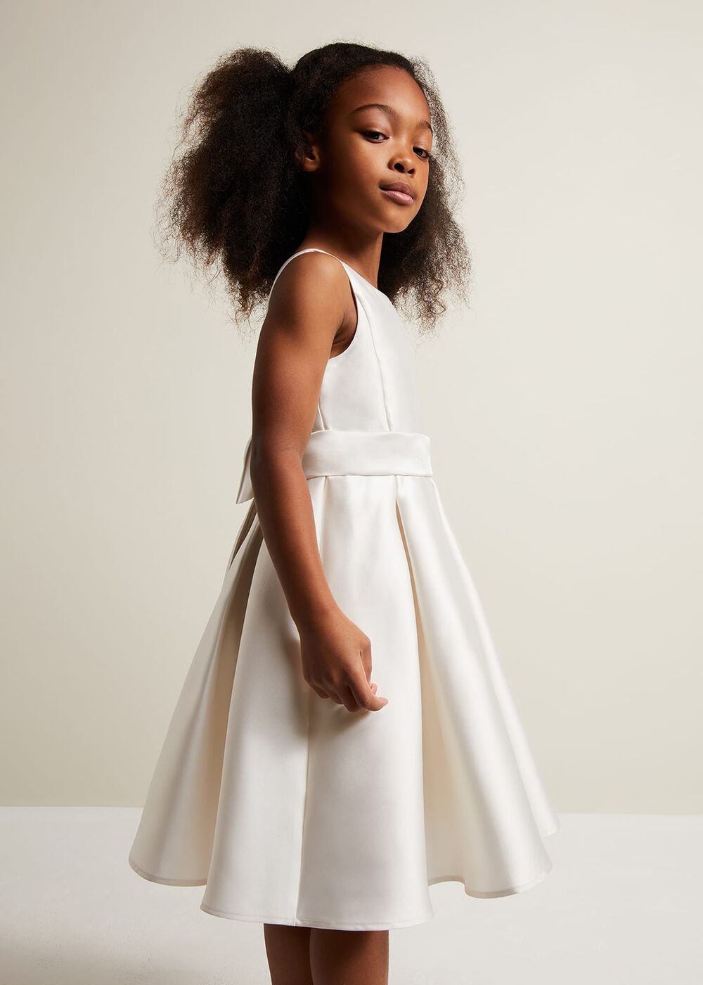 Melody Satin Fit And Flare Dress - White