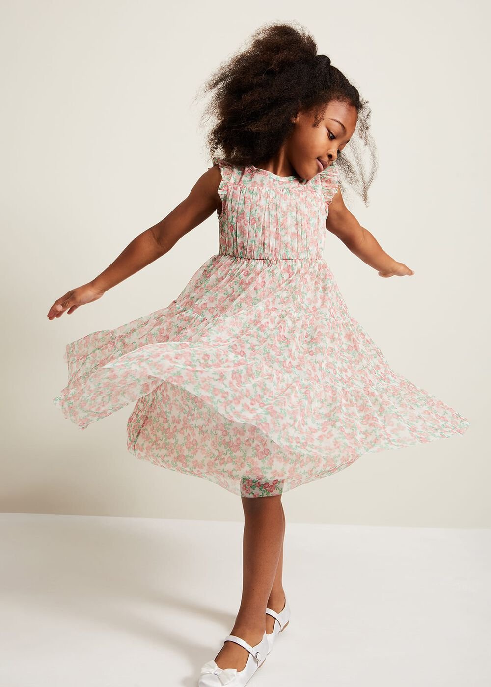 Asha Mesh Floral Smock Dress - Multi-Coloured