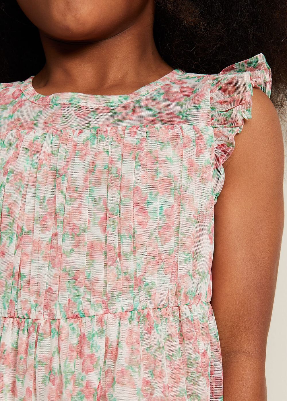 Asha Mesh Floral Smock Dress - Multi-Coloured
