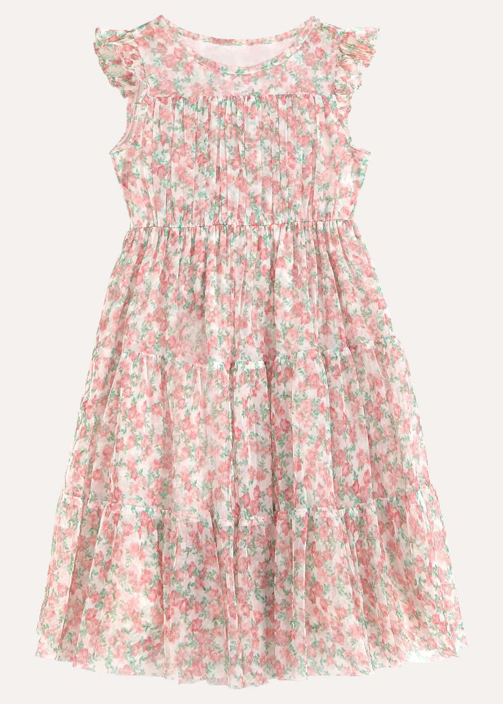 Asha Mesh Floral Smock Dress - Multi-Coloured