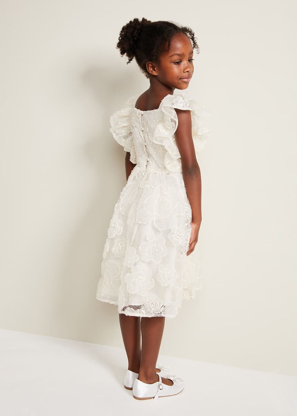 Rosa Lace Applique Smock Dress - Cream