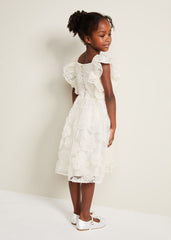 Rosa Lace Applique Smock Dress - Cream