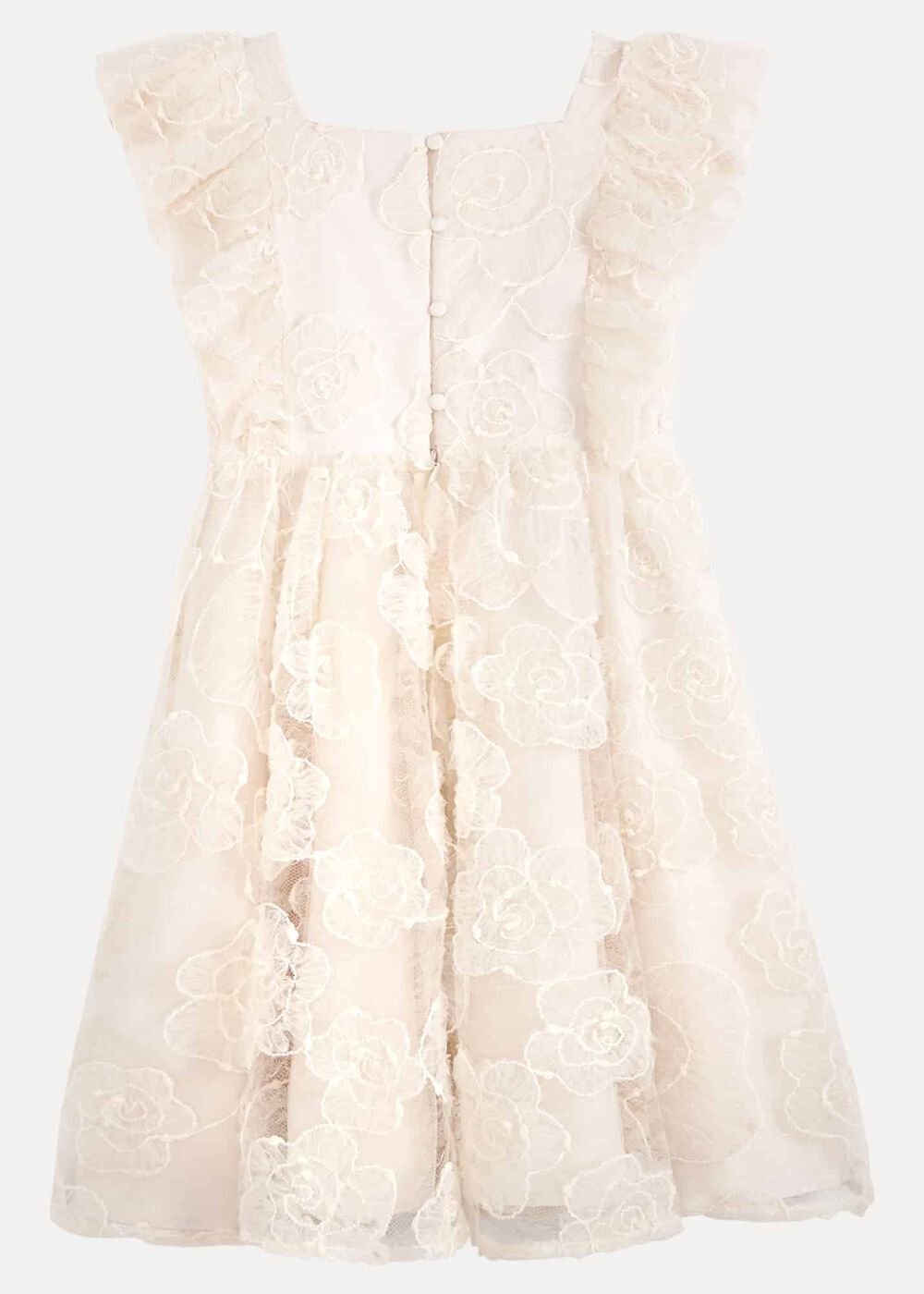 Rosa Lace Applique Smock Dress - Cream