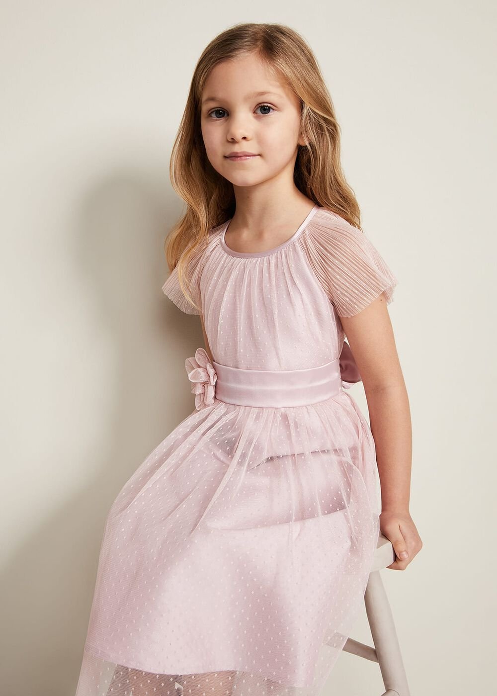 Jasmine Tulle Fit And Flare Dress - Antique Rose