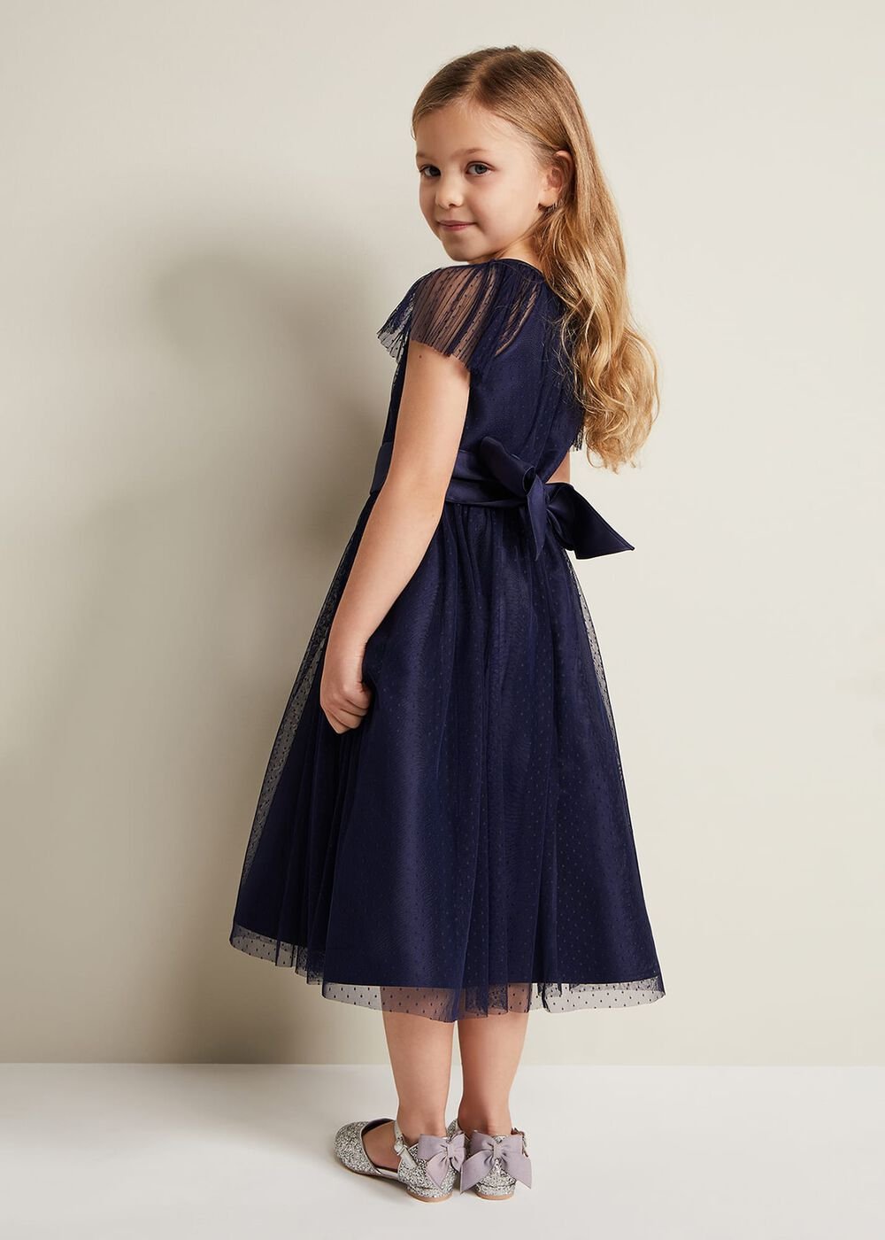 Jasmine Tulle Fit And Flare Dress - Navy