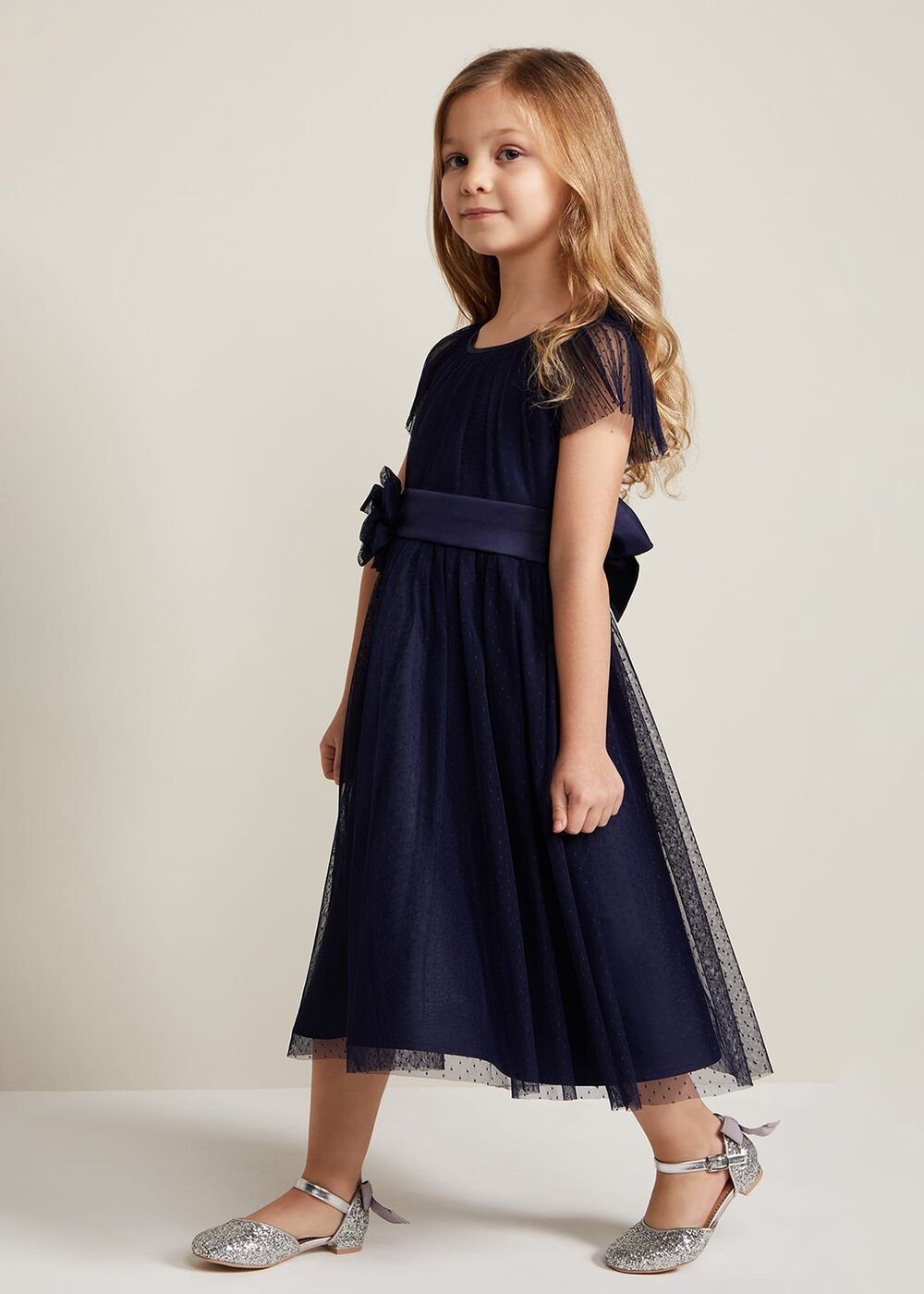 Jasmine Tulle Fit And Flare Dress - Navy