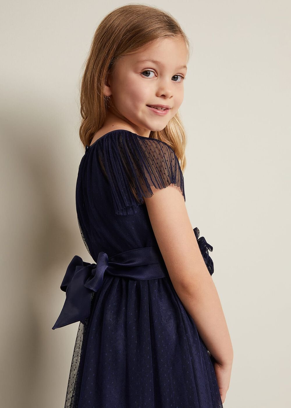 Jasmine Tulle Fit And Flare Dress - Navy