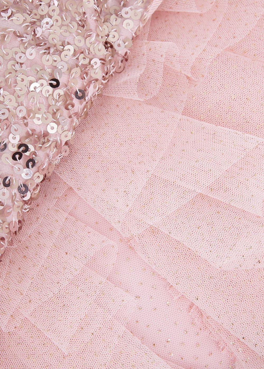 Andrina Sequin Ruffle Dress - Pale Pink