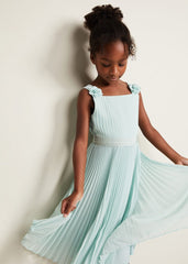 Belle Pleat Dress - Pale Blue