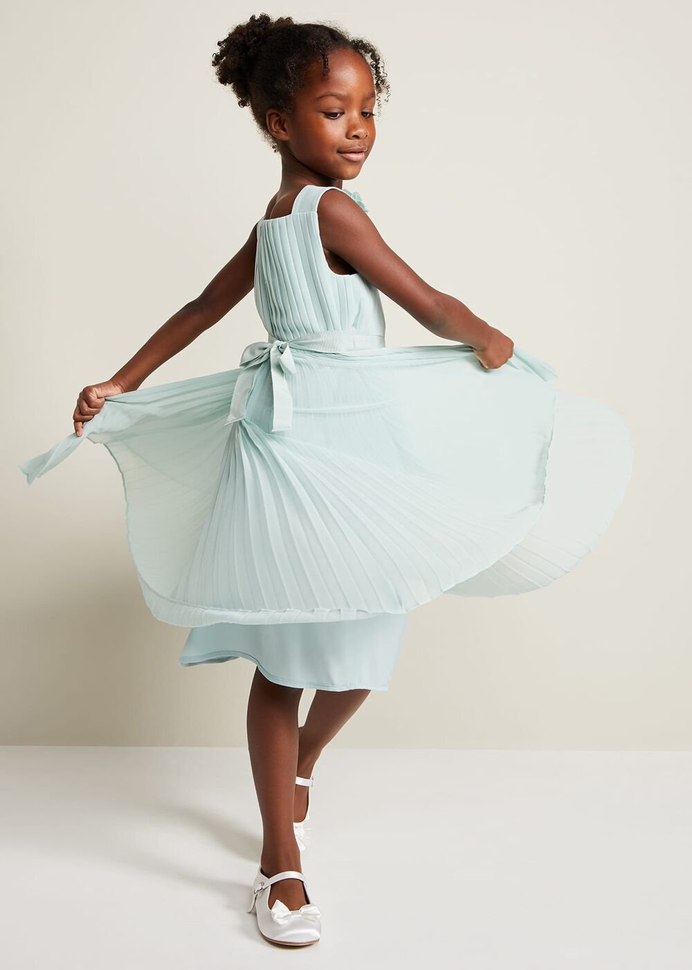 Belle Pleat Dress - Pale Blue