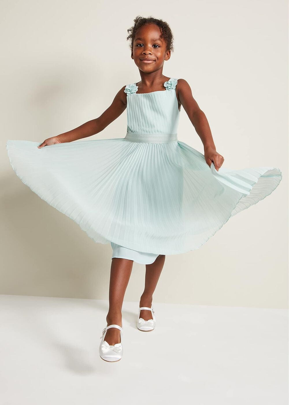 Belle Pleat Dress - Pale Blue
