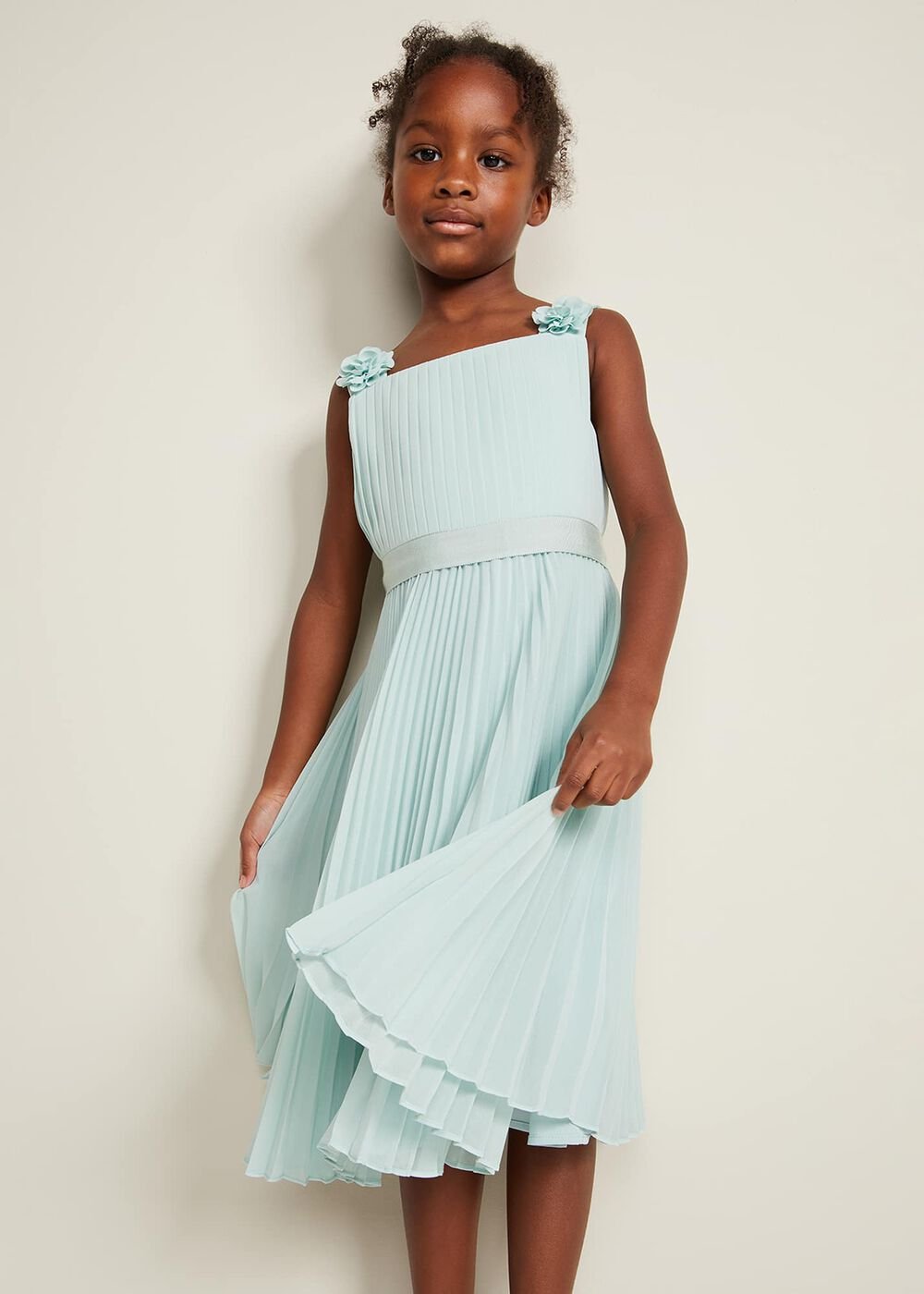 Belle Pleat Dress - Pale Blue