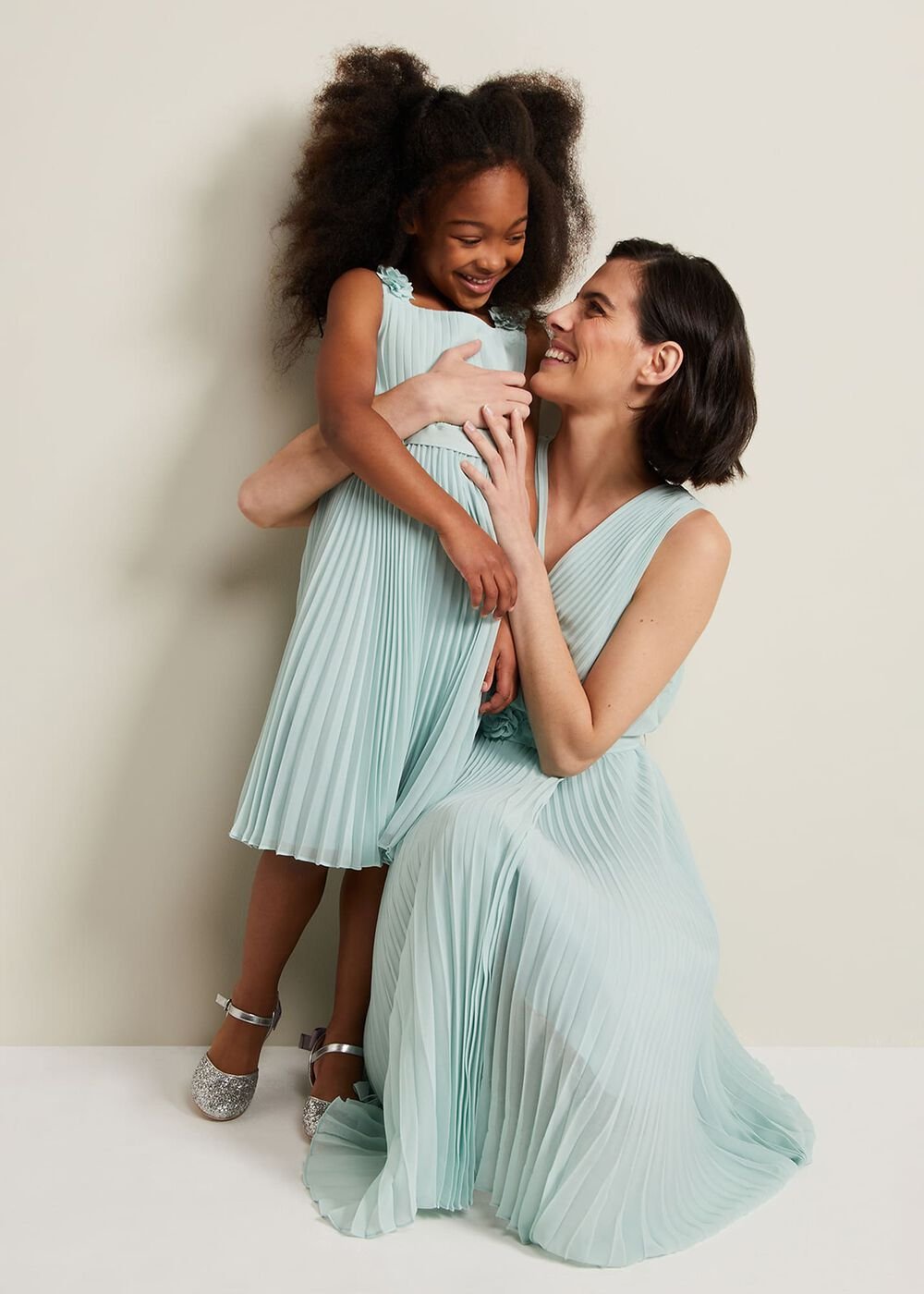 Belle Pleat Dress - Pale Blue