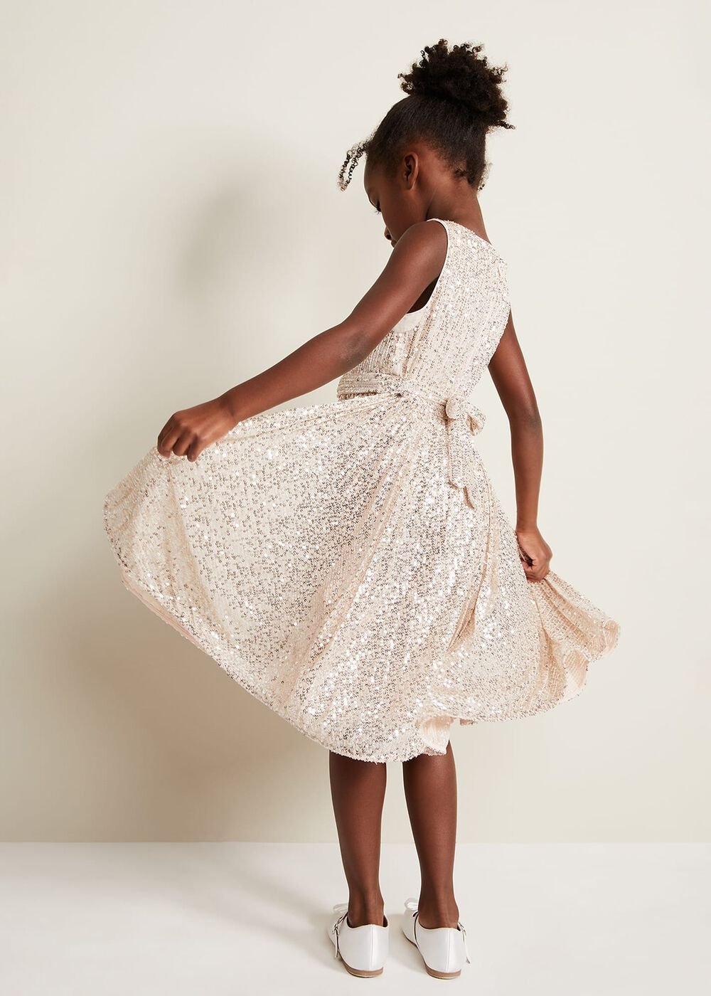 Tiana Sequin Pleat Dress - Gold