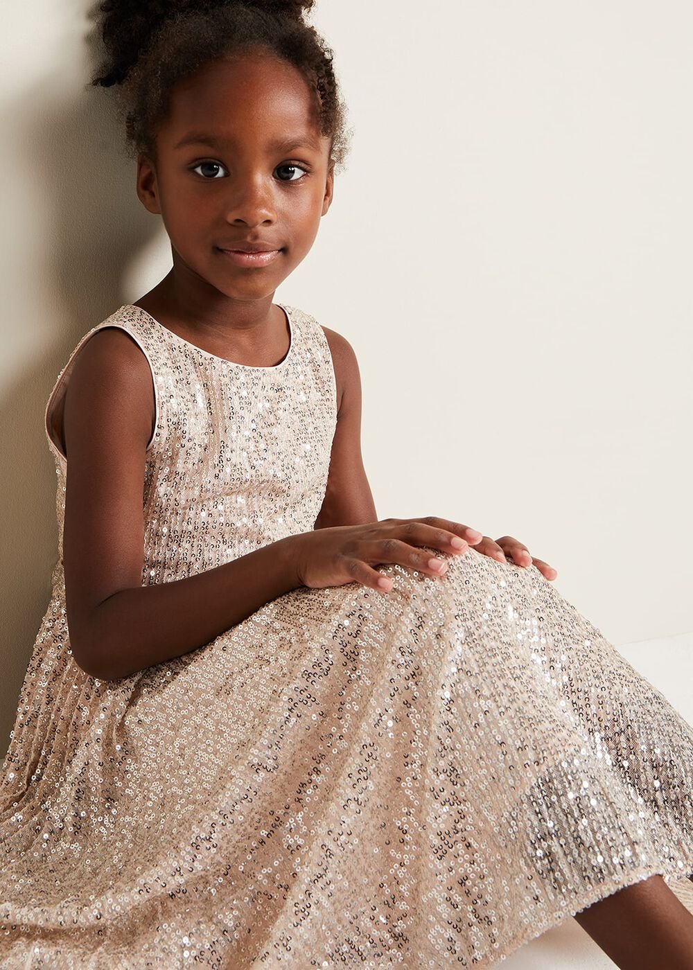 Tiana Sequin Pleat Dress - Gold