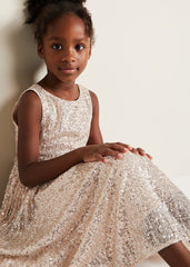 Tiana Sequin Pleat Dress - Gold