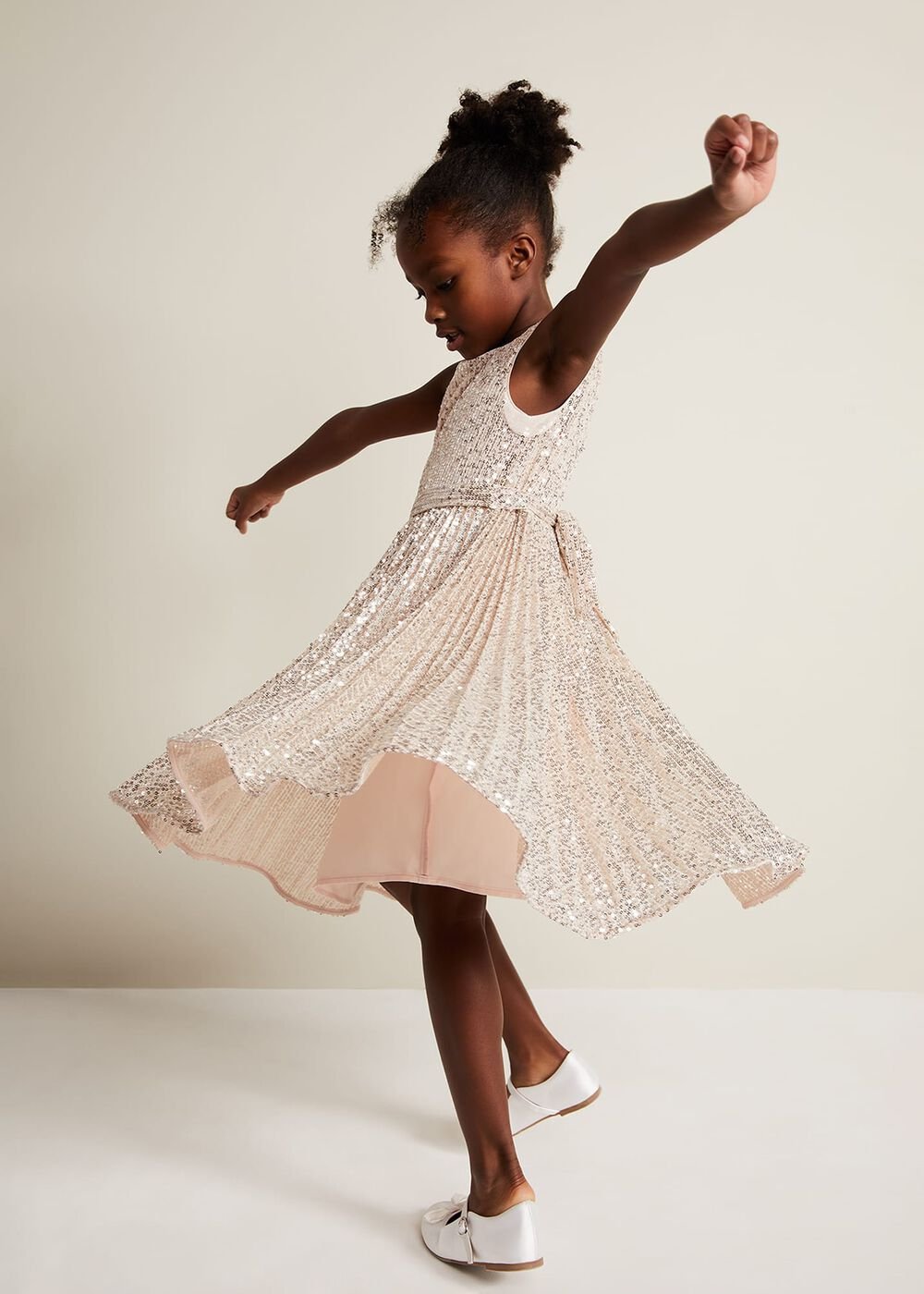 Tiana Sequin Pleat Dress - Gold