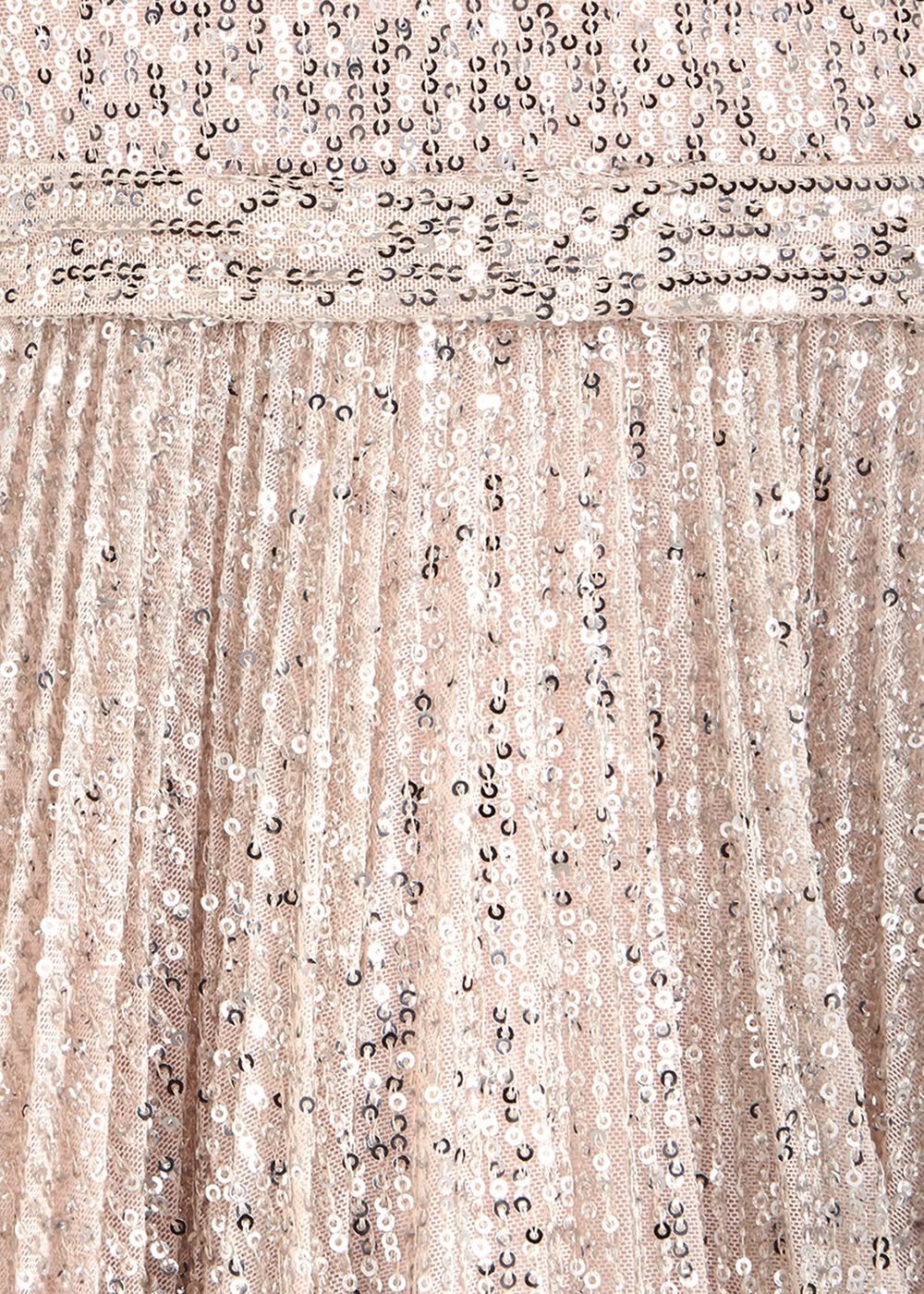 Tiana Sequin Pleat Dress - Gold