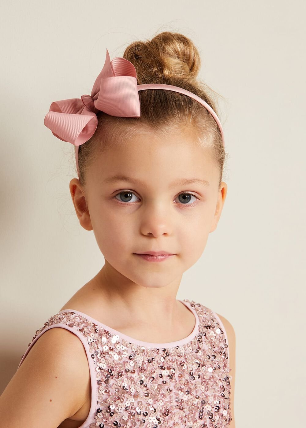 Bow Hair Band & Clip Set - Pink