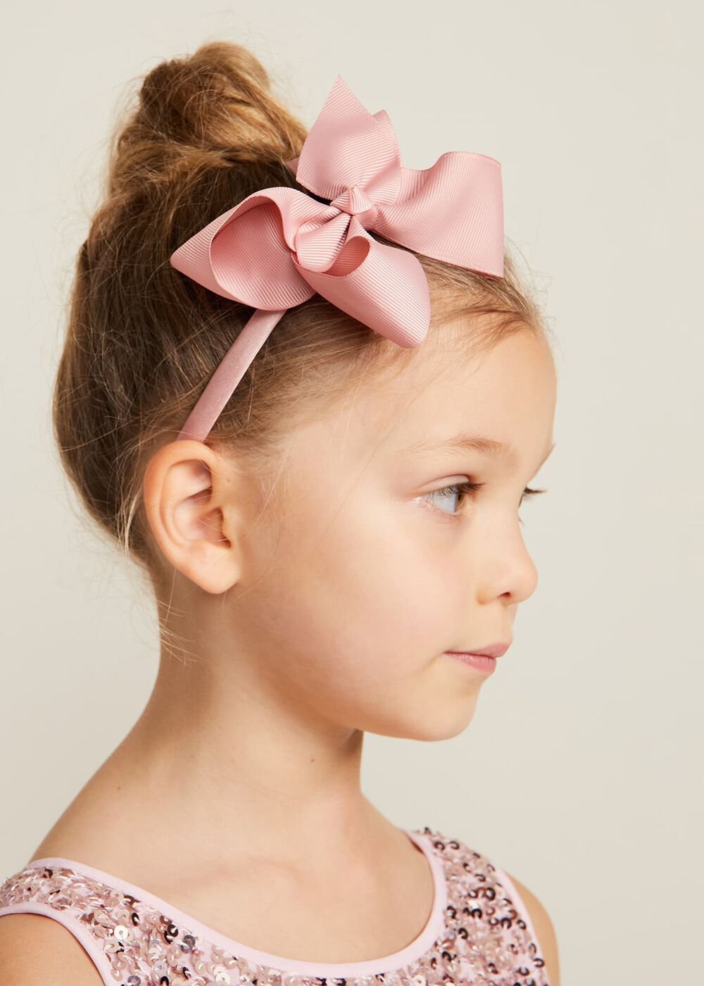 Bow Hair Band & Clip Set - Pink