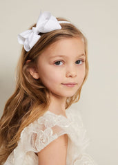 Bow Hair Band & Clip Set - White