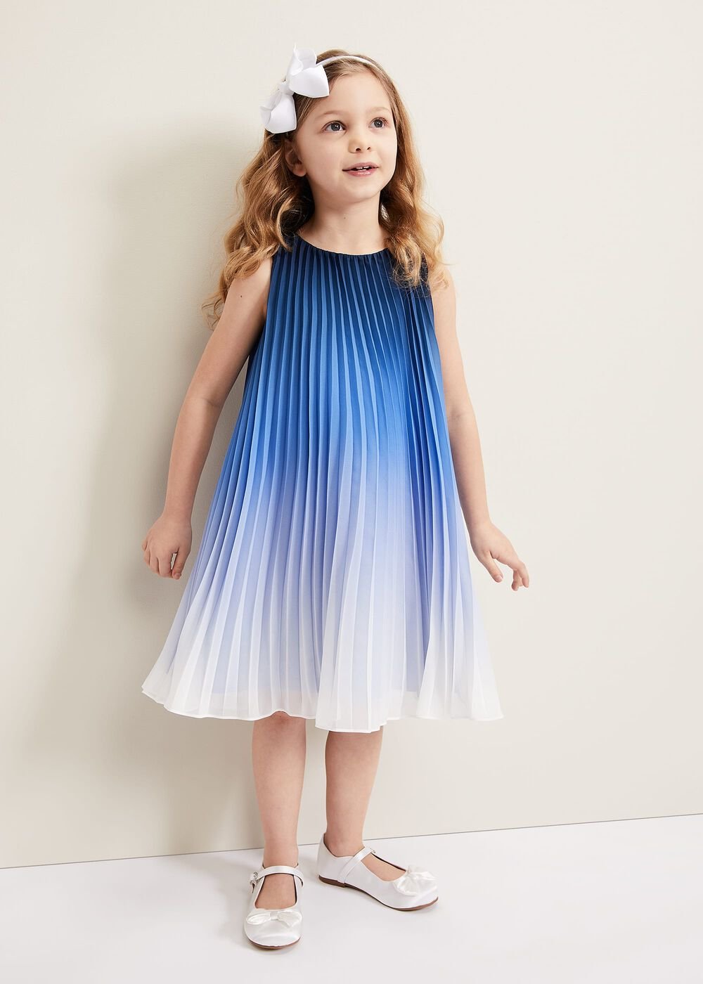 Jessie Ombre Pleat Dress - Blue