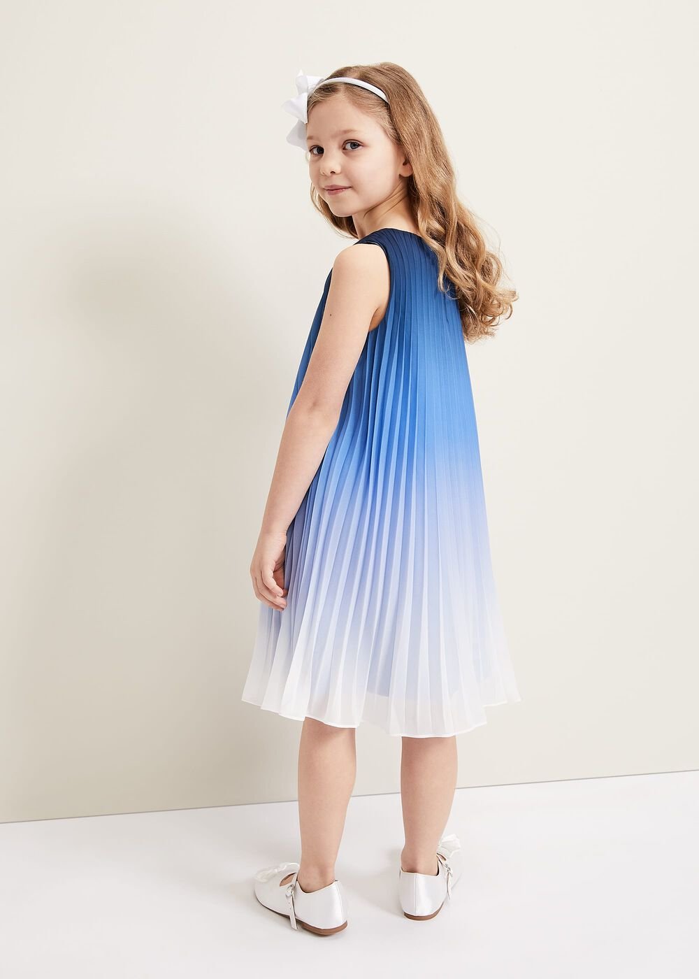 Jessie Ombre Pleat Dress - Blue