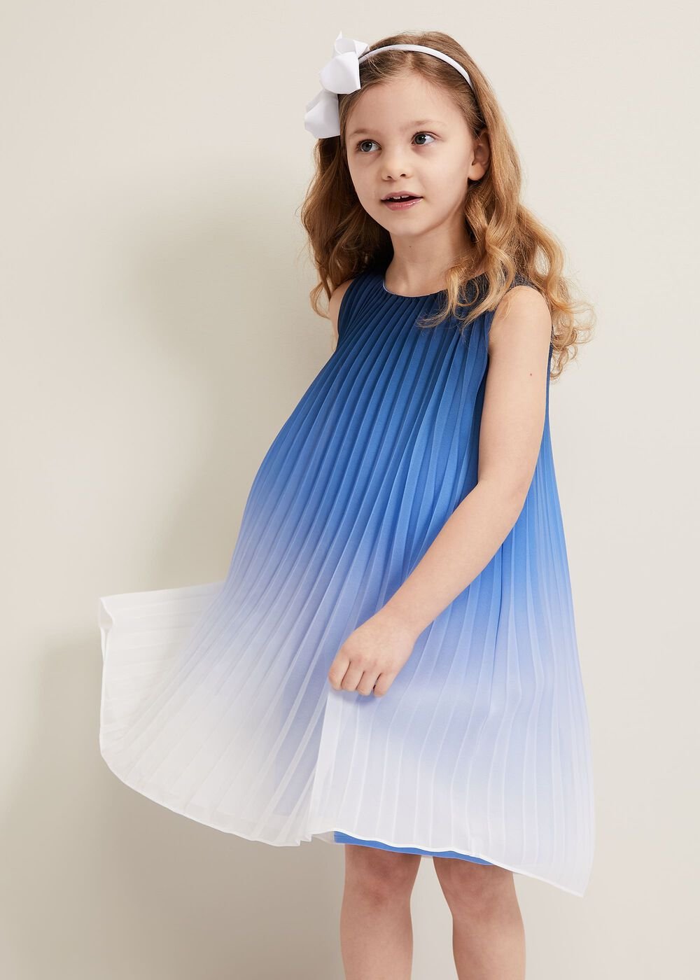 Jessie Ombre Pleat Dress - Blue