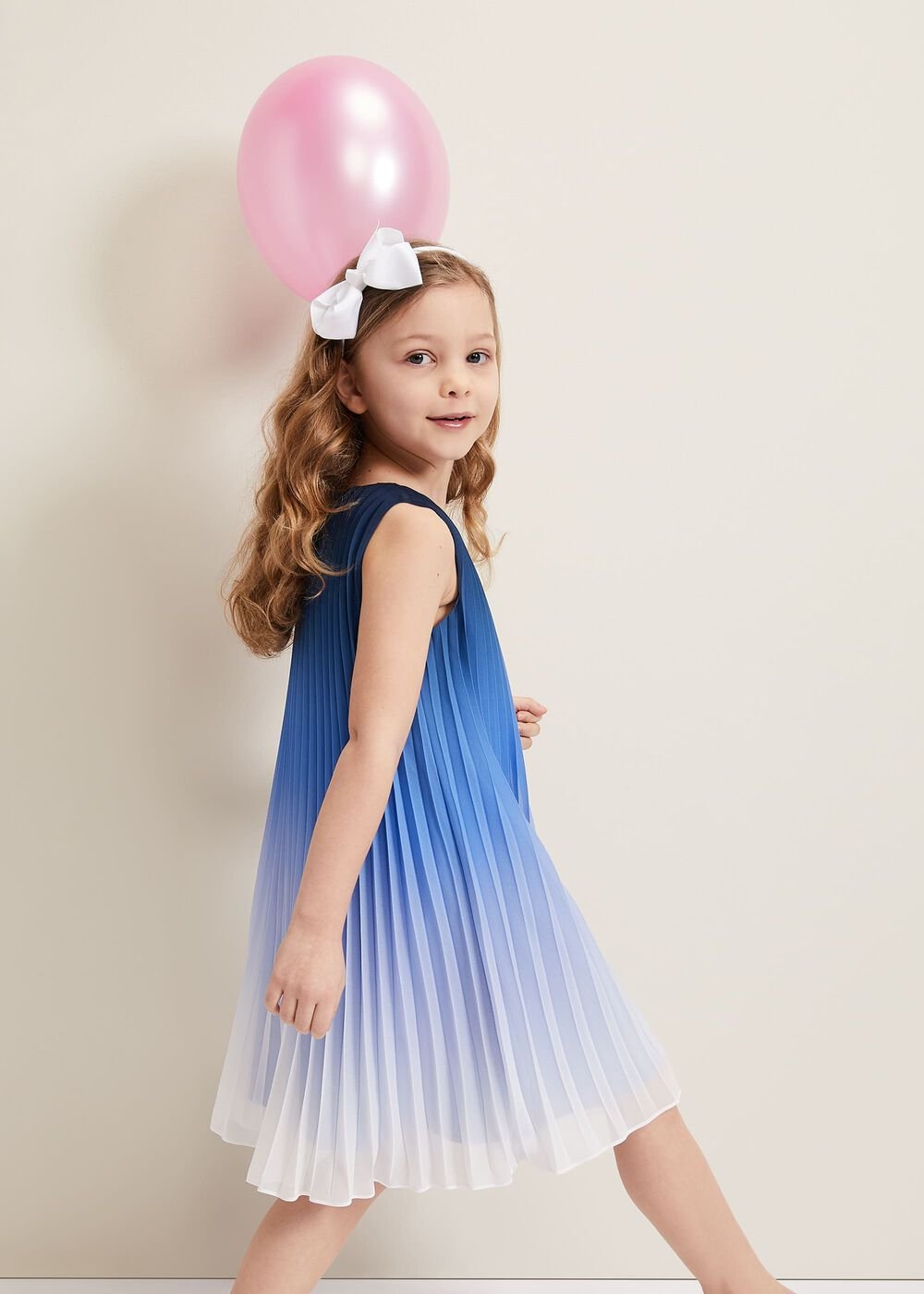 Jessie Ombre Pleat Dress - Blue