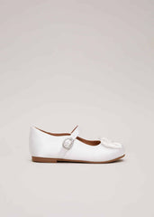 Satin Bow Front Shoes - Ivory