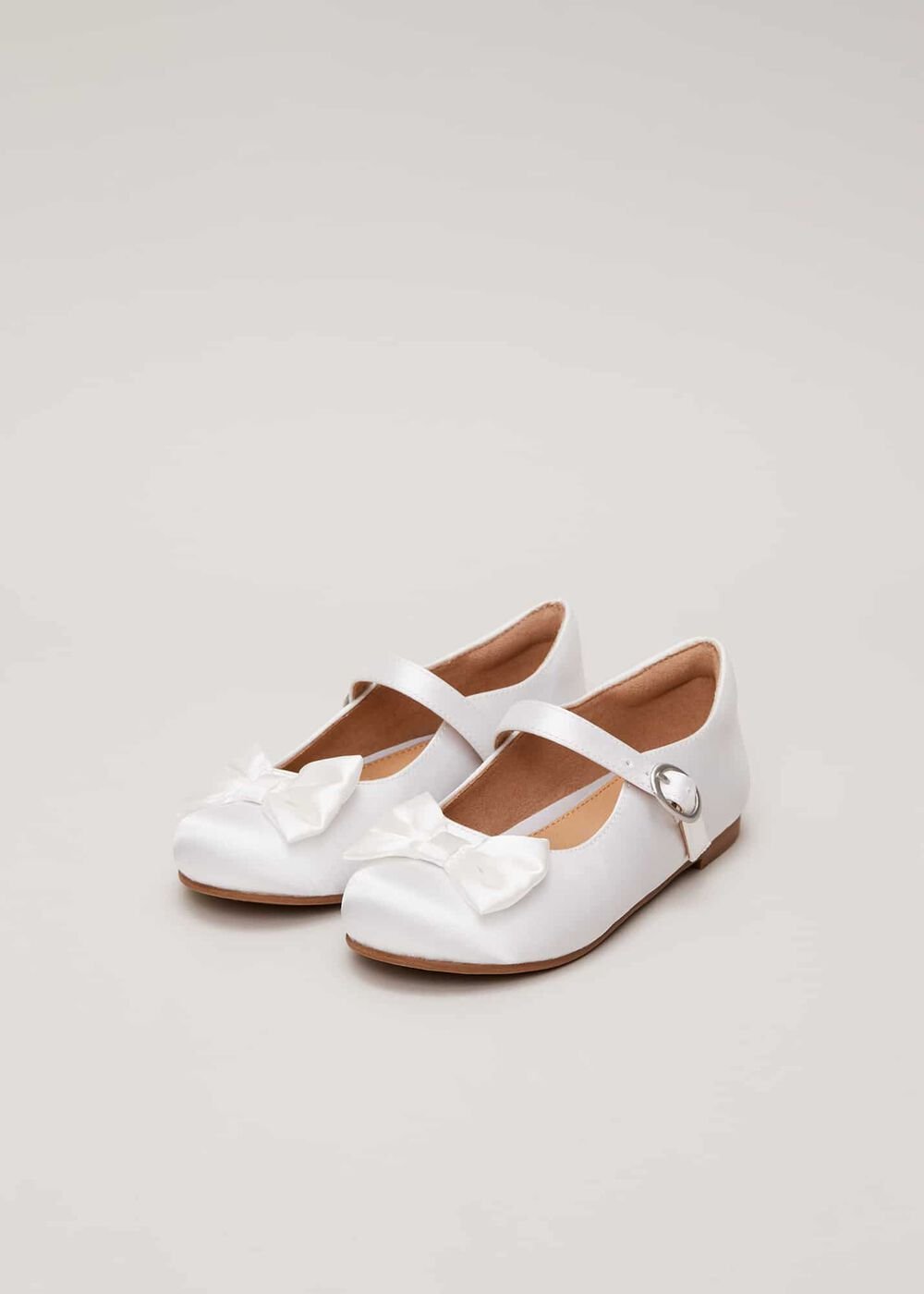 Satin Bow Front Shoes - Ivory
