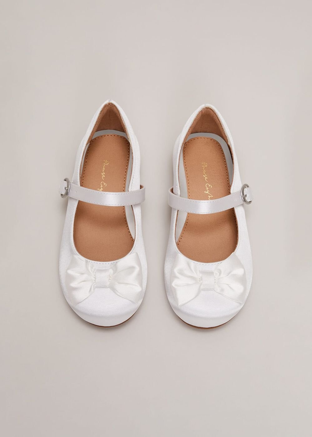 Satin Bow Front Shoes - Ivory
