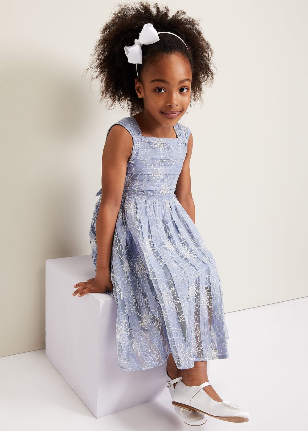Amelia Embroidered Dress - Blue