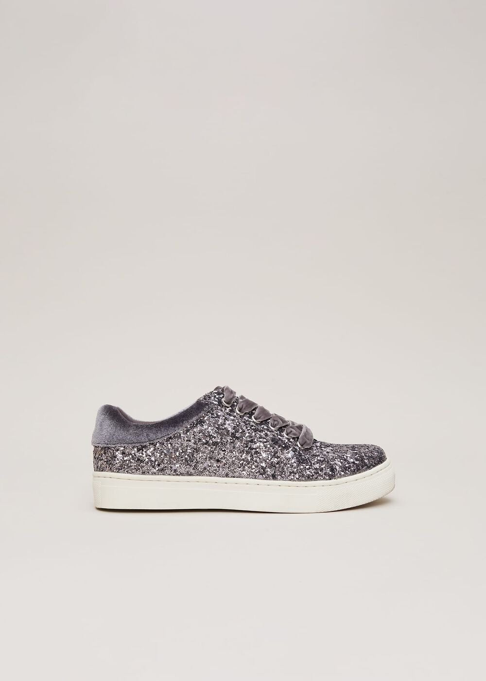 Grey Glitter Trainers - Grey