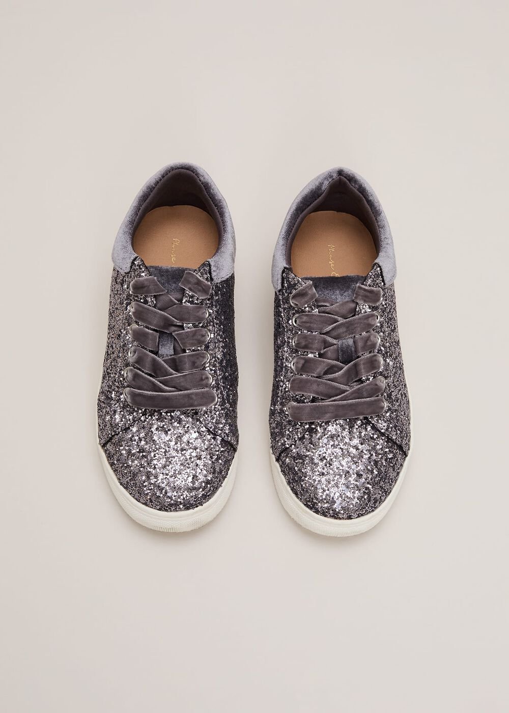 Grey Glitter Trainers - Grey