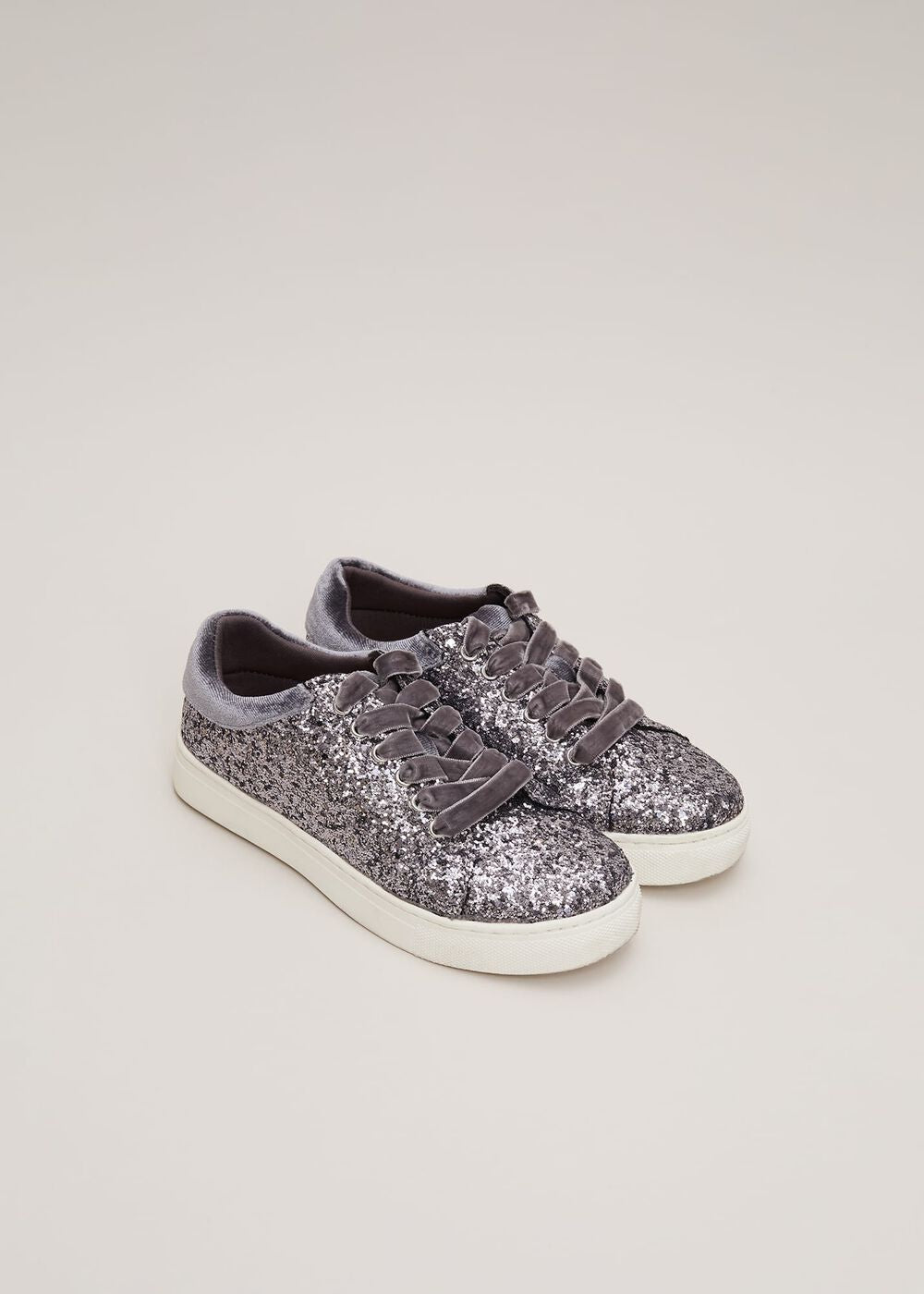 Grey Glitter Trainers - Grey