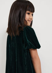 Beatrice Dark Green Velvet Swing Dress - Dark Green