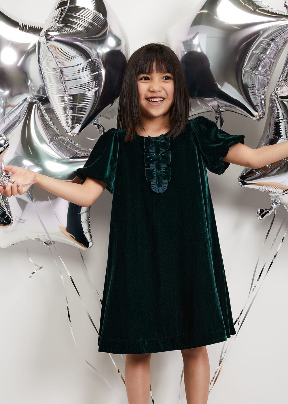 Beatrice Dark Green Velvet Swing Dress - Dark Green