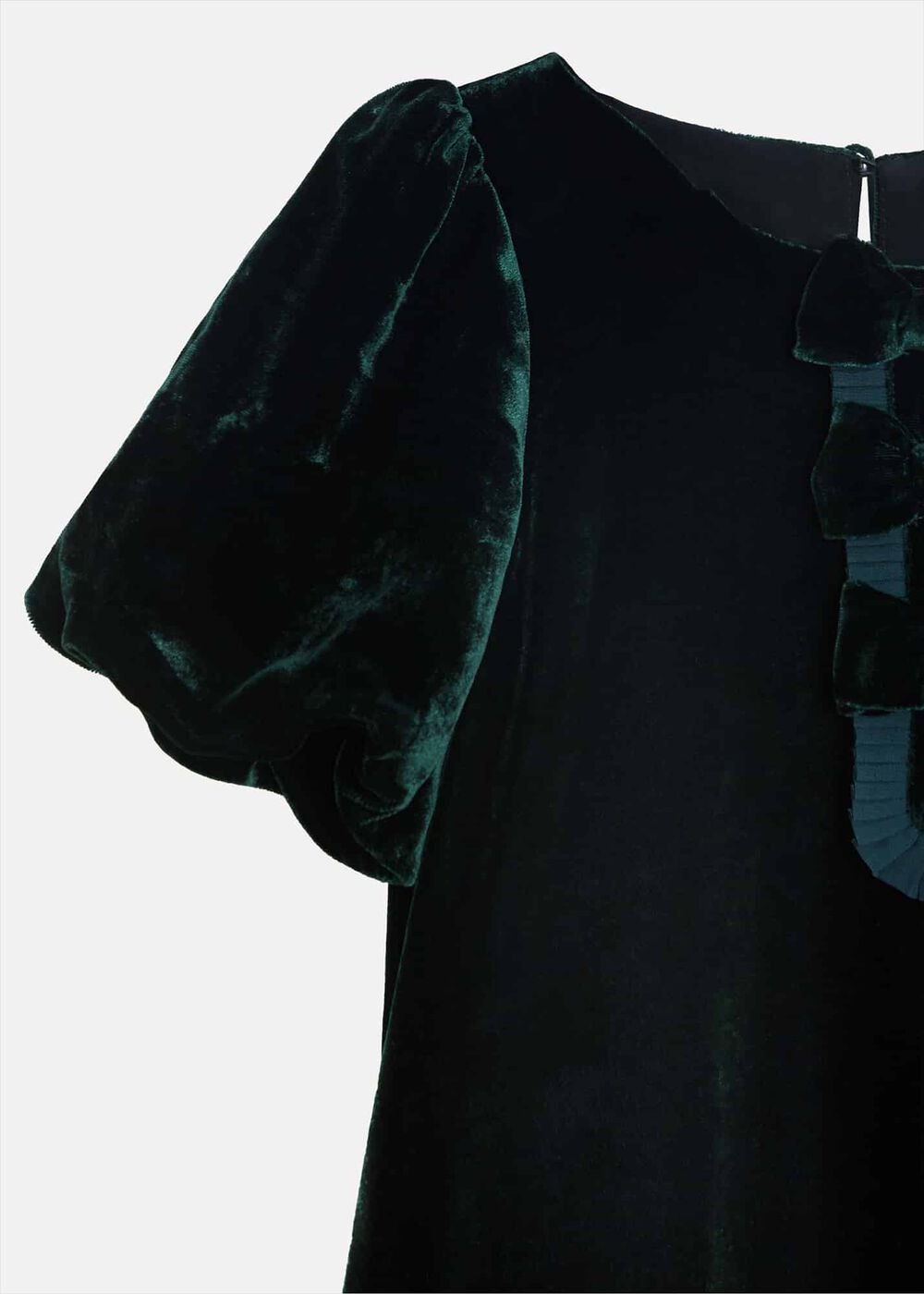 Beatrice Dark Green Velvet Swing Dress - Dark Green