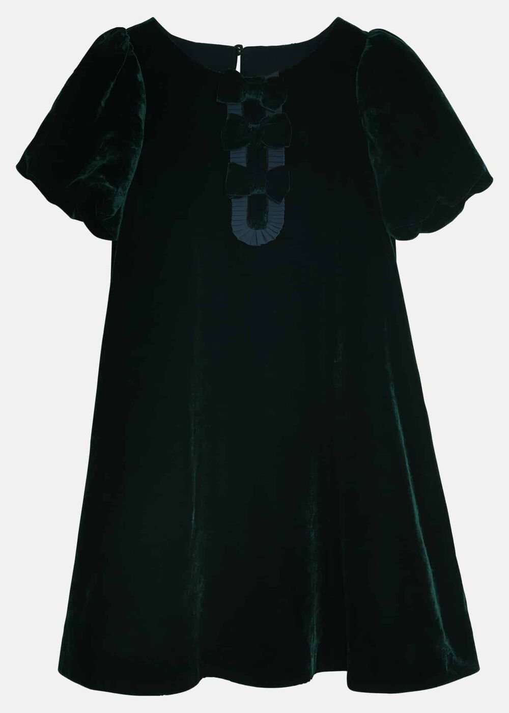 Beatrice Dark Green Velvet Swing Dress - Dark Green