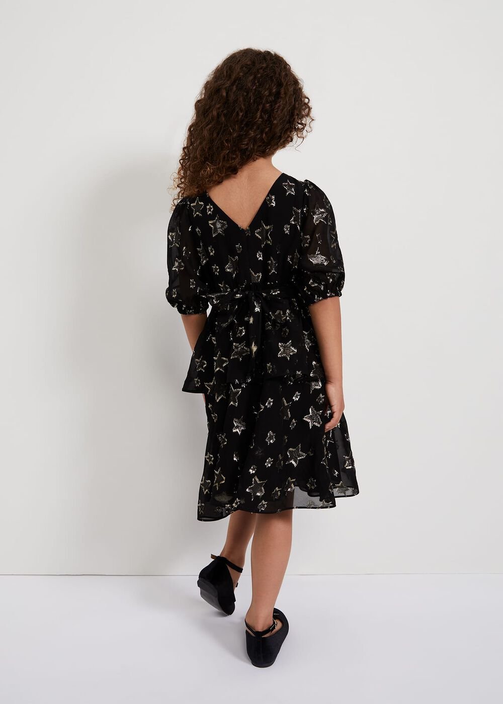 Nala Black Sparkly Smock Dress - Black