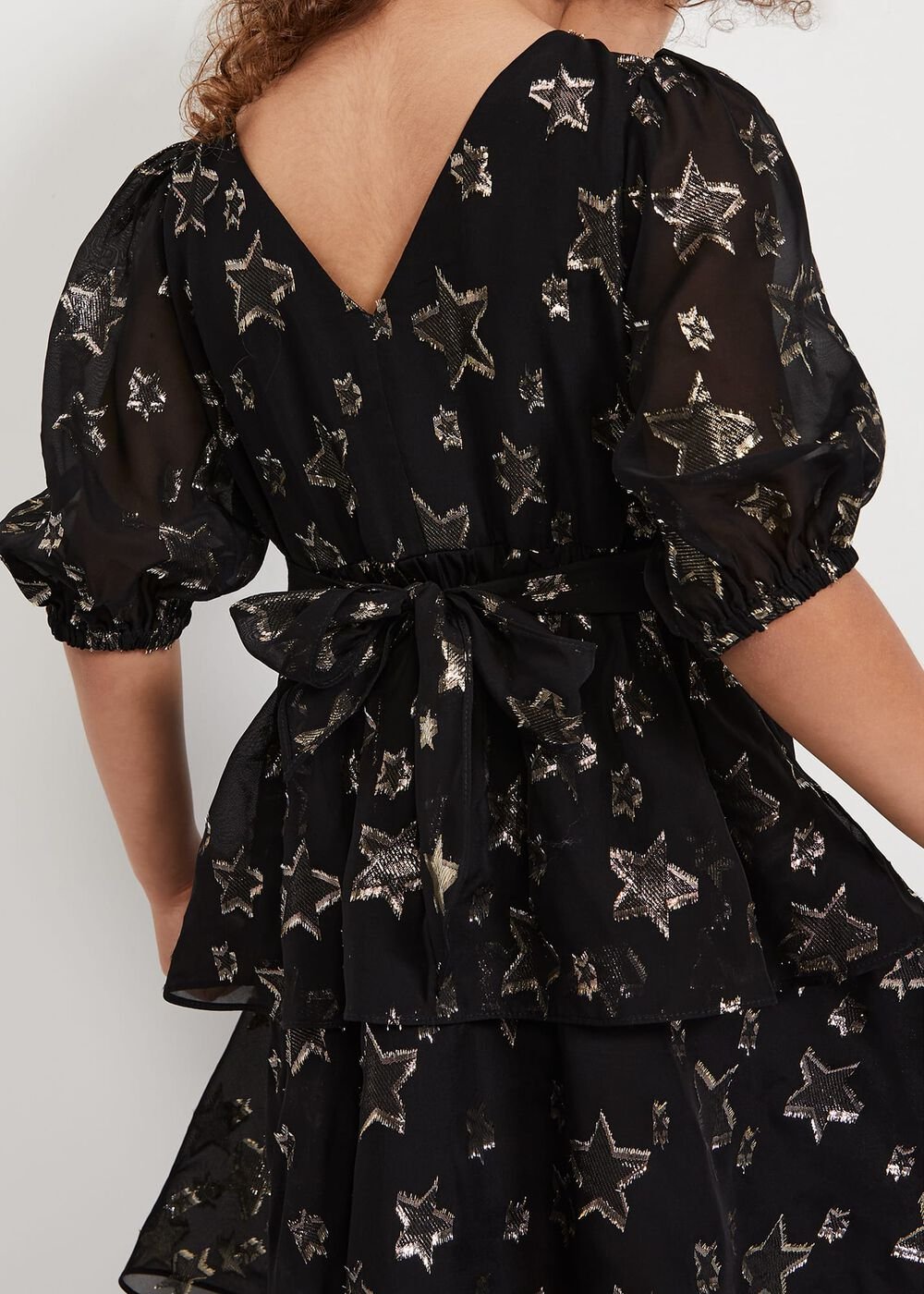 Nala Black Sparkly Smock Dress - Black