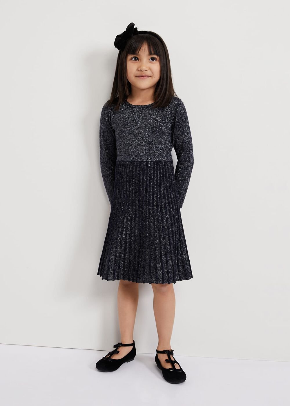 Jessamin Shimmer Fit And Flare Dress - Navy